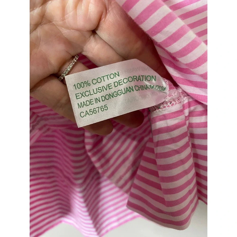 Lil Cactus EUC Girls Pink Striped Smocked Watermelon Dress Size 3T Cotton Summer